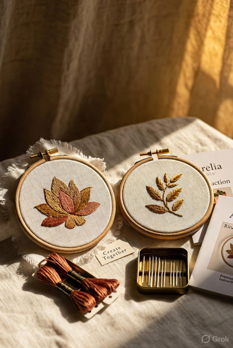 Self Love Duo Ritual Bundle — 2 Affirmation Sujni Embroidery Kits — Premium Sujni Embroidery Kit by Aurilio Rituals