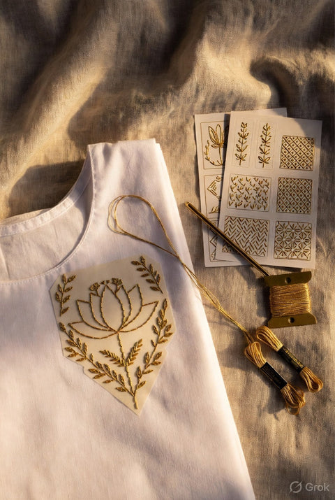 Happy Child Stick and Stitch — Kids Wearable Embroidery Kit — Premium Sujni Embroidery Kit by Aurilio Rituals