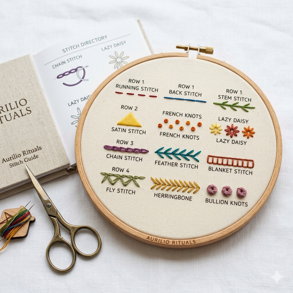 Sujni Basics — Love Learning Kit | Beginner Embroidery - Detail View Sujni Embroidery
