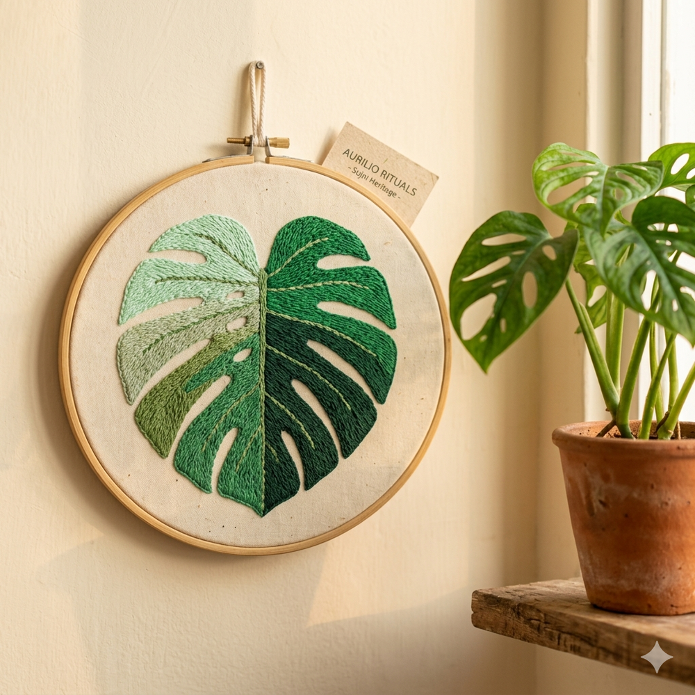 Harmony Duo Ritual Bundle — 2 Balanced Sujni Embroidery Kits - Detail View Sujni Embroidery
