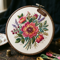 Fruity Duo — 2 Stitch by Colours Sujni Embroidery Kits - Detail View Sujni Embroidery