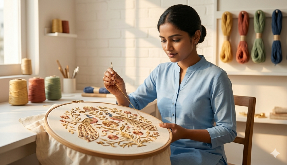 Transformation Ritual Kit — Change is Beautiful Sujni Embroidery - Detail View Sujni Embroidery