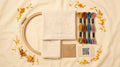 Ocean Duo Ritual Bundle — 2 Aquatic Sujni Embroidery Kits - Detail View Sujni Embroidery