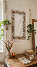 Bloom and Petal Duo — 2 Botanical Sujni Embroidery Kits - Detail View Sujni Embroidery