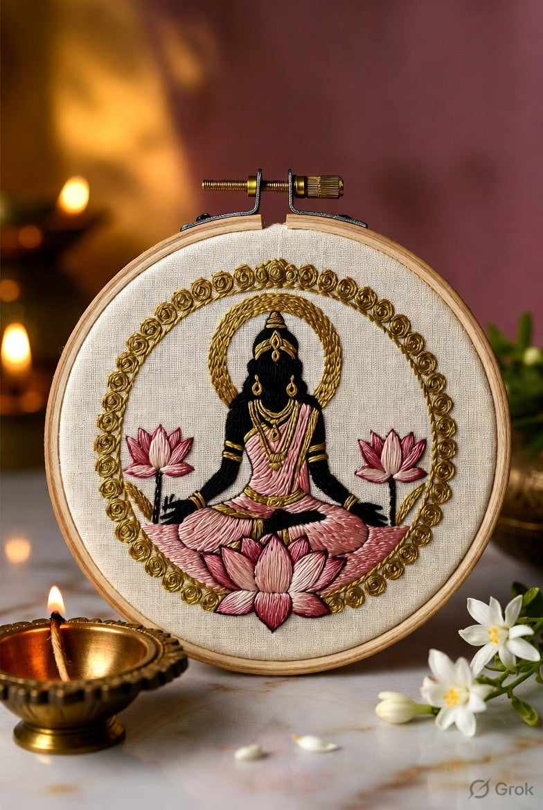 Lakshmi Ritual Kit — Goddess of Prosperity Sujni Embroidery - Sujni Embroidery Kit by Aurilio Rituals