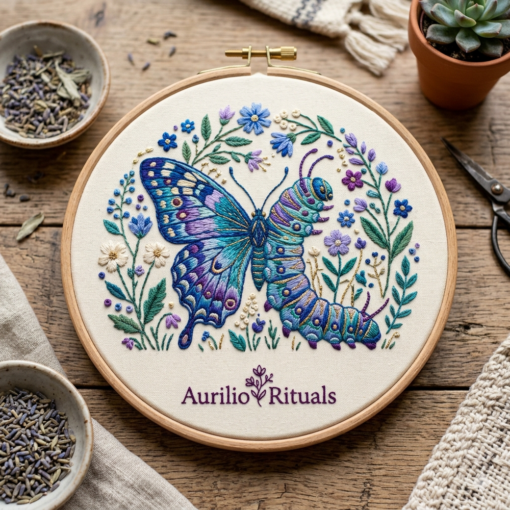 Pink Positivity Ritual Kit — Uplifting Sujni Embroidery DIY - Detail View Sujni Embroidery