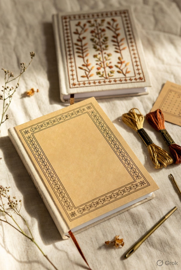 Heritage Journal Ritual Kit — Embroidered Notebook DIY | Pack of 2