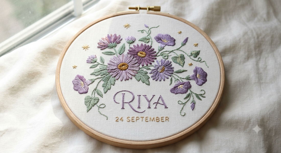 Personalised Birth Flower Embroidery Hoop