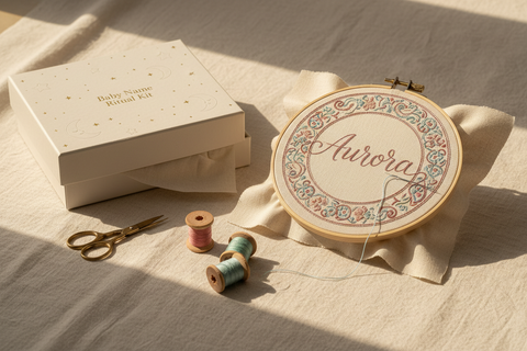 Baby Name Ritual Kit — Personalised Sujni Embroidery | Newborn Gift