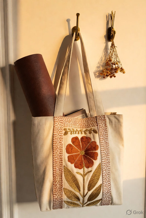 Handcrafted Sujni Tote Bag