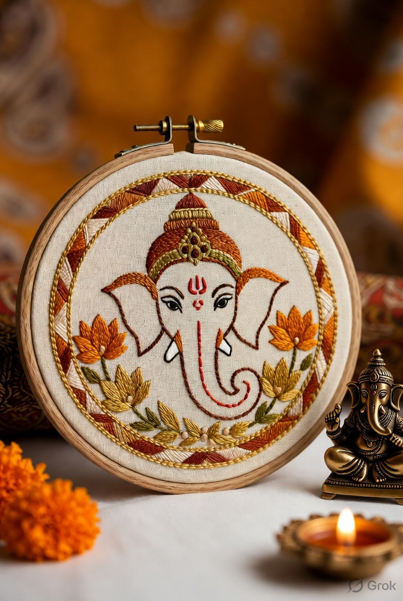 Sacred Ganesha embroidery hoop